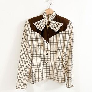 Vintage grid print blazer